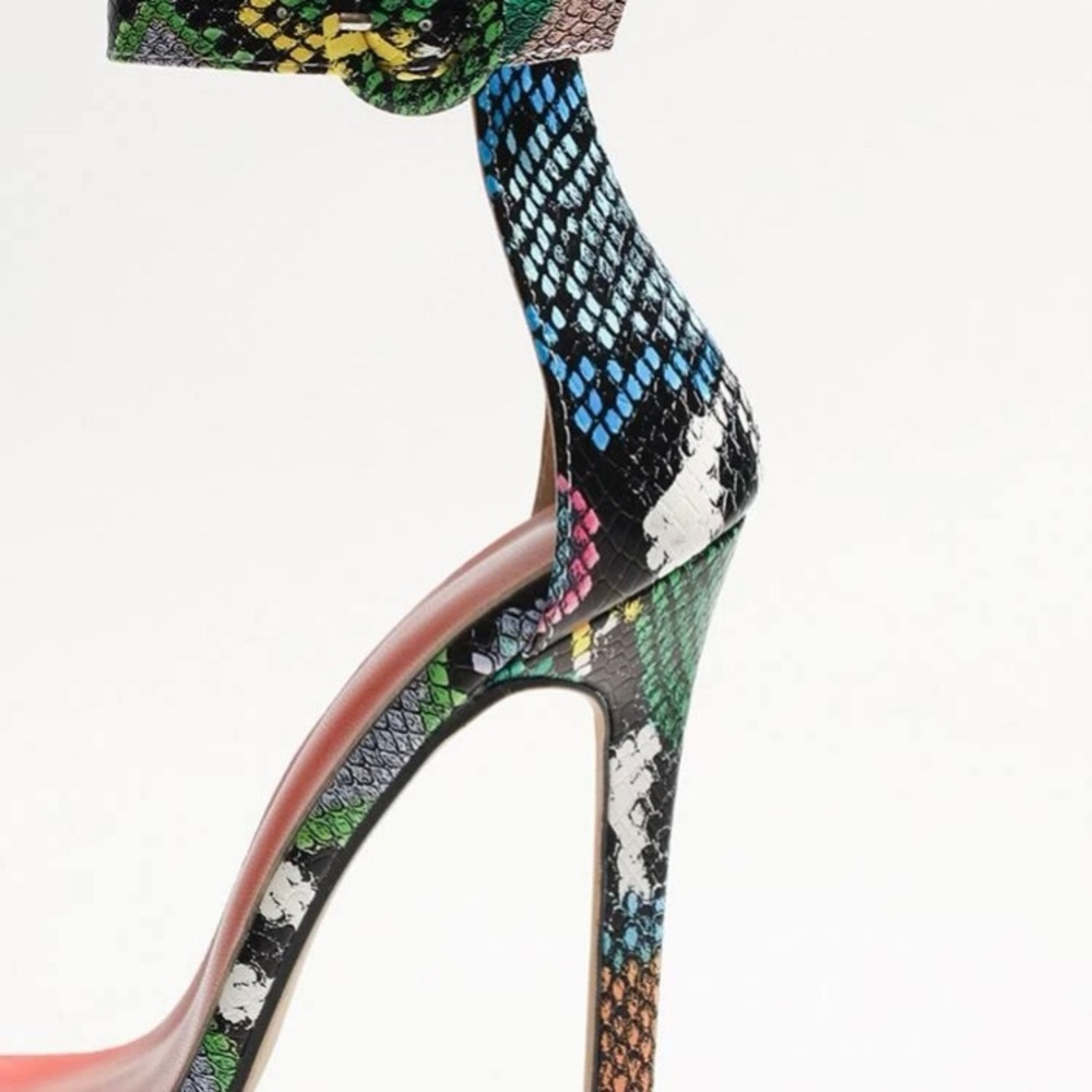 Snakeskin printed heels